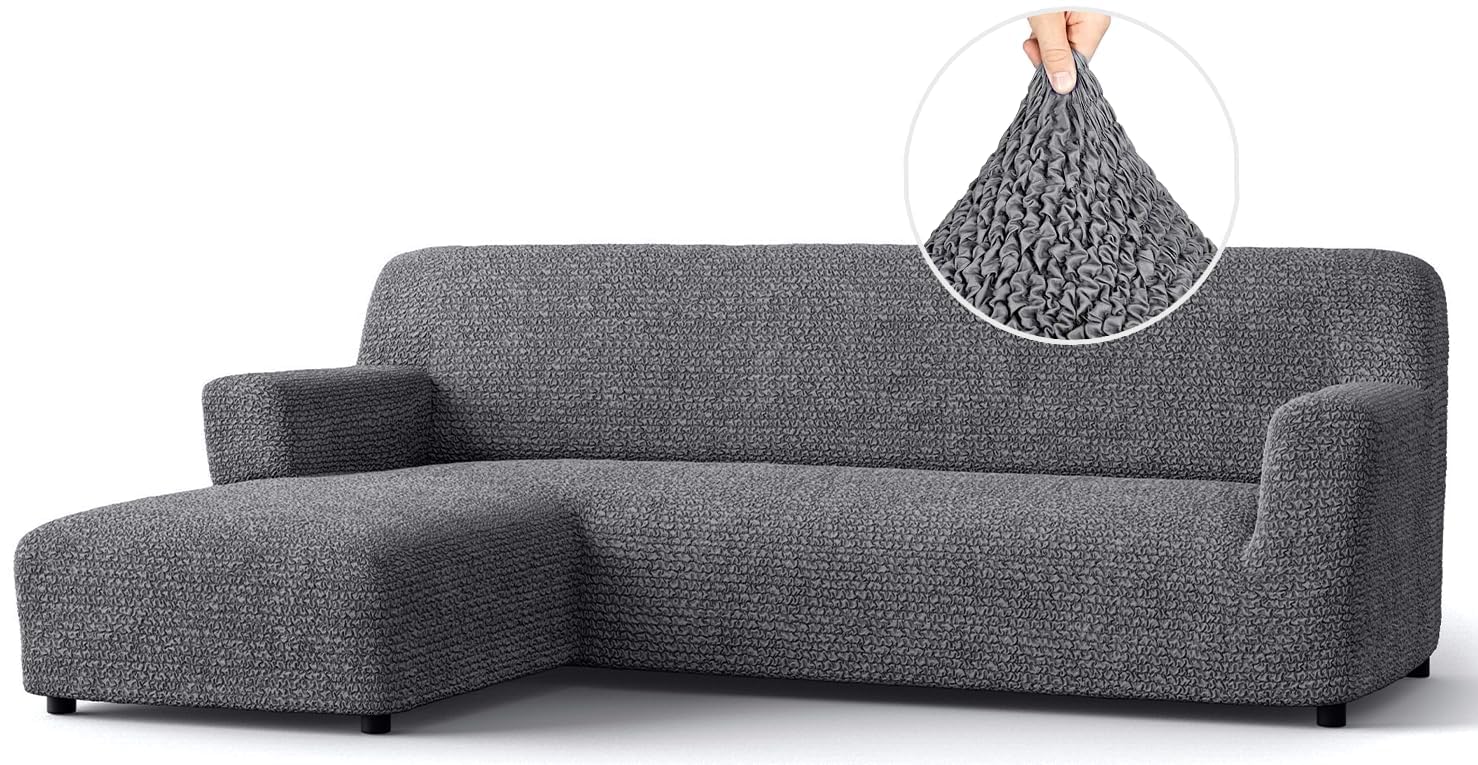 PAULATO BY GA.I.CO. Sectional Couch Cover - Chaise L-Shape Sofa Slipcover - Washable Corner Couch Covers - 1-Piece Form Fit Stre