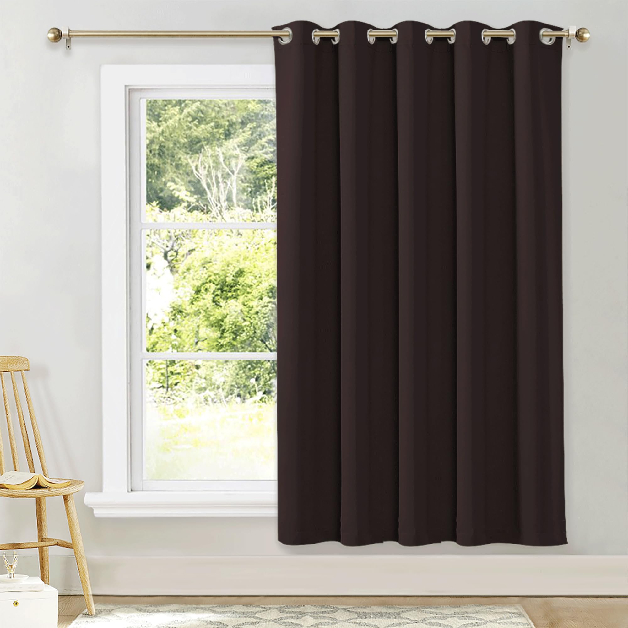 NICETOWN Blackout Curtain Room Darkening Panel Energy Smart Light Blocking Solid Grommet Blackout Curtain/Drape for Middle Windo