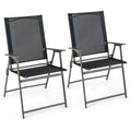 Giantex Patio Folding Chairs Set of 2, Outdoor Lawn Chairs with Rustproof Metal Frame, Portable Dining Chairs for Porch, Deck, G