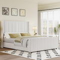 HOMBCK Full Size Bed Frame with Headboard, Soft Velvet Upholstered Bed Frame with Woodeb Slats, Vertical Channel Tufted Design H