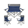 Northroad Outdoor Camping Chair Set of 3,Folding Padded Camp Chair,Collapsible Conversation Set w/1 Sofa,2 Single Chairs for Fam