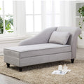 Yongqiang Storage Chaise Lounge Indoor Upholstered Sofa Recliner Lounge Chair for Living Room Bedroom Gray Velvet (Right Armrest