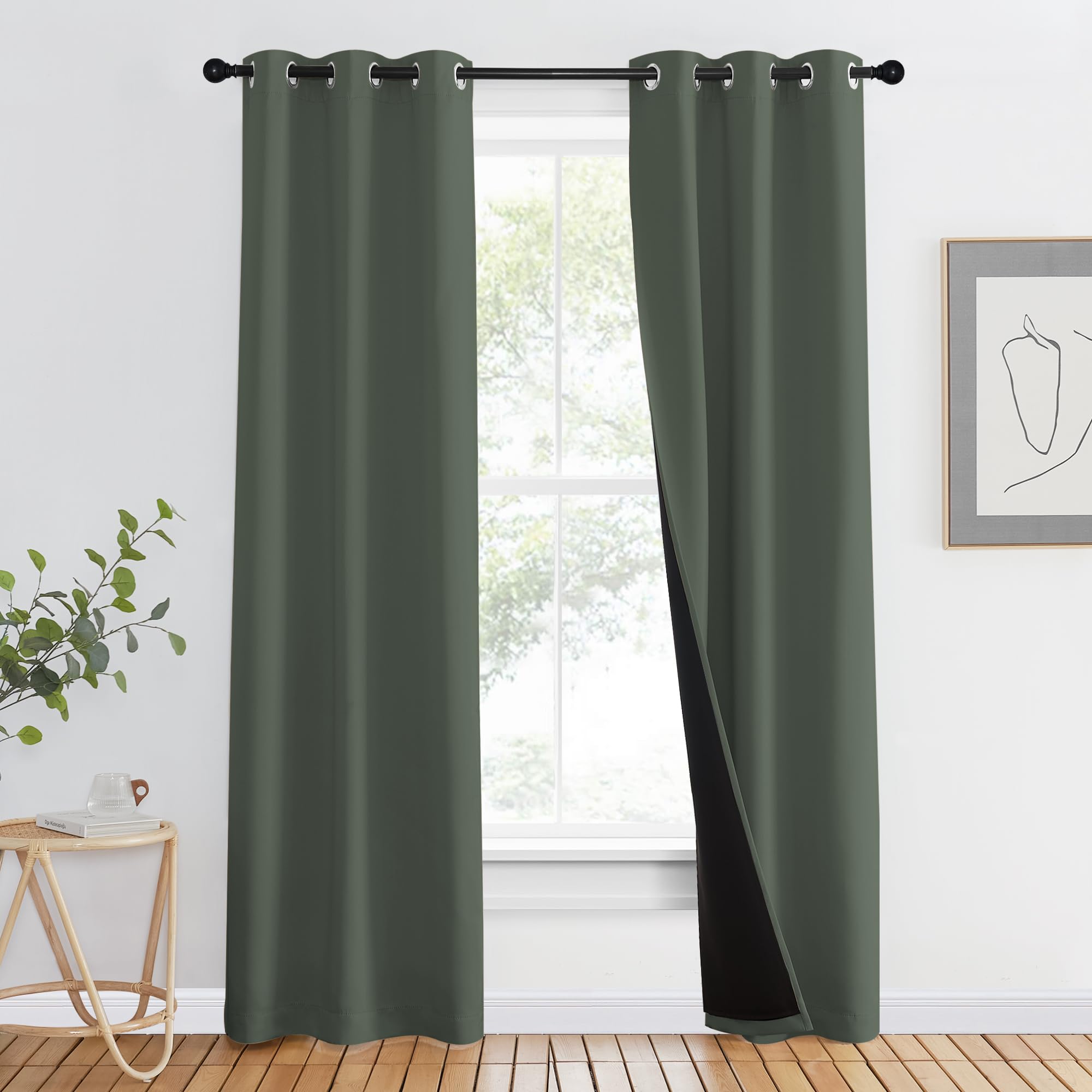 NICETOWN 100% Blackout Curtains 80 Long, Pair of Energy Smart & Noise Blocking Out Drapes for Baby Room Window, Thermal Insulate