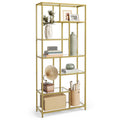VASAGLE Bookshelf, 6-Tier Tall Bookcase, Display Shelf, Plant Stand, 11.8 x 31.5 x 70.9 Inches, Tempered Glass, for Study, Offic