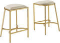 Crosley Furniture Ellery Upholstered Seat Counter Height Bar Stools Set of 2, Oatmeal/Gold