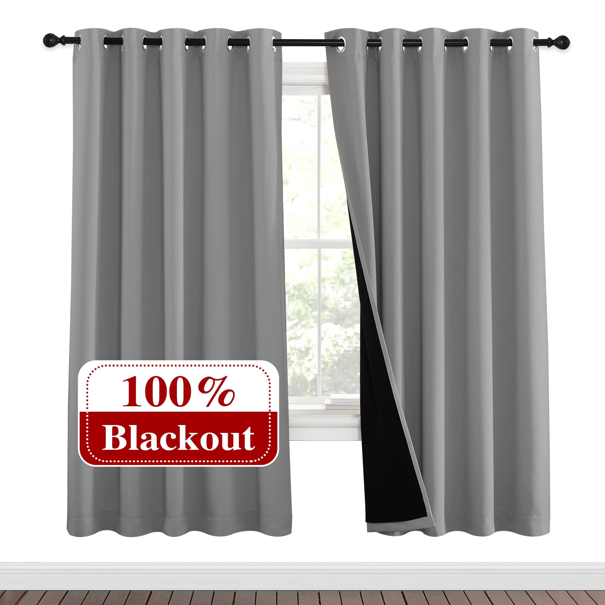 NICETOWN Full Shade Curtain Panels, Pair of Energy Smart & Noise Blocking Out Blackout Drapes for Dining Room Window, Thermal In
