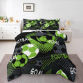 jejeloiu Soccer Comforter Set Kids Full Size Football Bedding Set for Boys Girls Teens Geometric Ball Gaming Sports Theme Duvet 