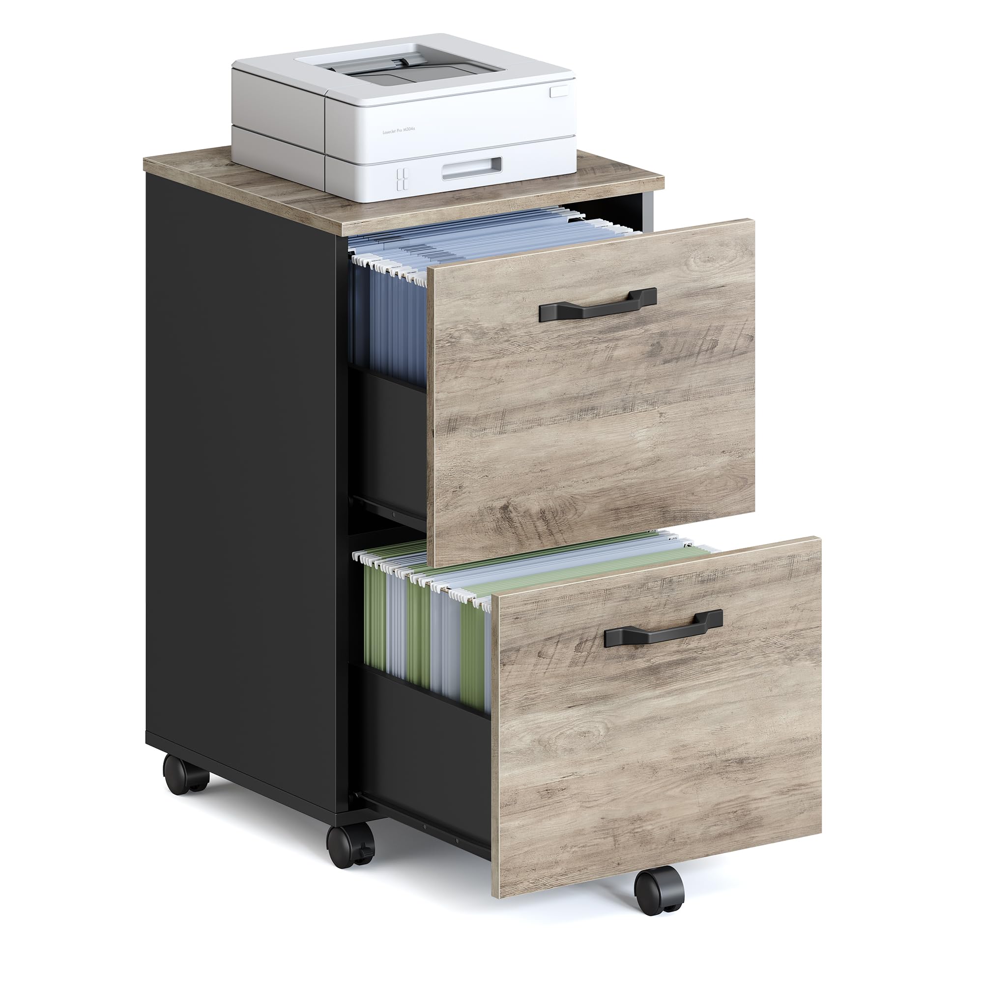 VASAGLE 2-Drawer File Cabinet, Small Rolling Filing Cabinet for Home Office, Printer Stand, for A4, Letter-Size Documents, 15.7 