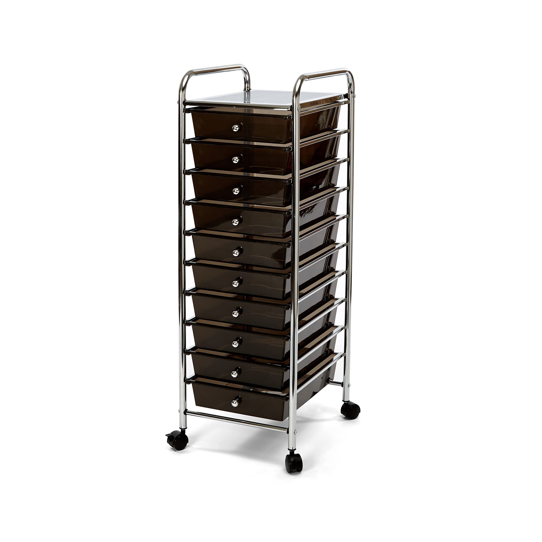 Seville Classics Rolling Utility Organizer Storage Cart, for Home Office, School, Classroom, Scrapbook, Hobby, Craft, 10 Drawer,