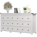 Dresser for Bedroom with 9 Drawers, Farmhouse Wood Chest of Drawers, Wide TV Stand Closet Storage Furniture with Metal Handle, M