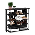 Furinno Turn-N-Tube 5 Tier Wide Shoe Rack, Americano, Stainless Steel Tubes