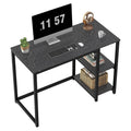 SINPAID Computer Desk 40 inches with 2-Tier Shelves Sturdy Home Office Desks with Large Storage Space Modern Gaming Desk Study W