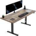 VIVO 60-inch Electric Height Adjustable 60 x 24 inch Stand Up Desk, Reclaimed Wood Solid One-Piece Table Top, Black Frame, Home 