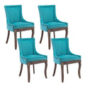 Aoowow Fabric Farmhouse Upholstered Side Chairs Set of 4, Vintage Solid Wood Kitchen Dining Room Chairs with Nailheads Solid Woo