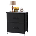 Sweetcrispy Nightstand with 2 Storage Drawers, 20 Height End Table Small Bed Side Furniture, Wooden Top Fabric Cabinet Kids Nigh