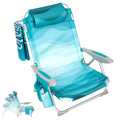 #WEJOY Lightweight Low Beach Chair for Adults, 4-Position Aluminum Folding Camping Chairs with Shoulder Strap, Cup Holder and Pa