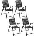 Yaheetech Folding Patio Chair Set of 4, Outdoor Dining Chair with Armrests, Plastic Patio Chair for Porch, Deck, Garden, Backyar