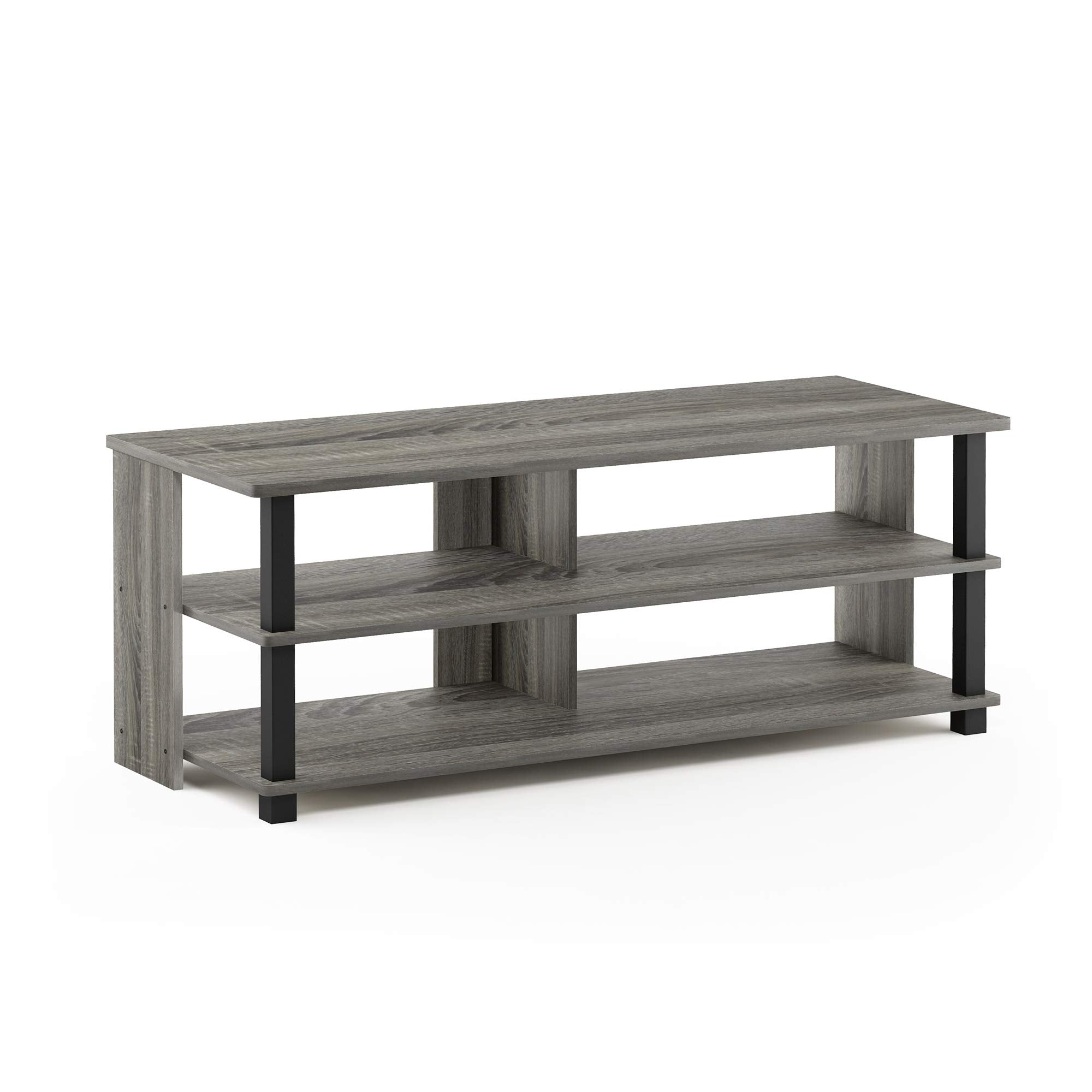 Furinno Turn-N-Tube 3-Tier Compact Open Storage Shoe Rack for Closet Entryway, French Oak/Black