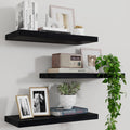 Marsmiles Wood Floating Shelves for Wall Set of 3, 17 Inch Wide Rustic Wooden Floating Shelves, Invisible Wall Mounted Display f