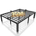 ROIL 18 Inch Full Size Bed Frame with Rounded Corner and Headboard Hole Mattress Retainers 3500LBS Metal Heavy Duty Steel Slats 