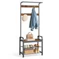 VASAGLE Coat Rack, Hall Tree with Shoe Bench for Entryway, Entryway Bench with Coat Rack, 4-in-1, with 9 Removable Hooks, a Hang