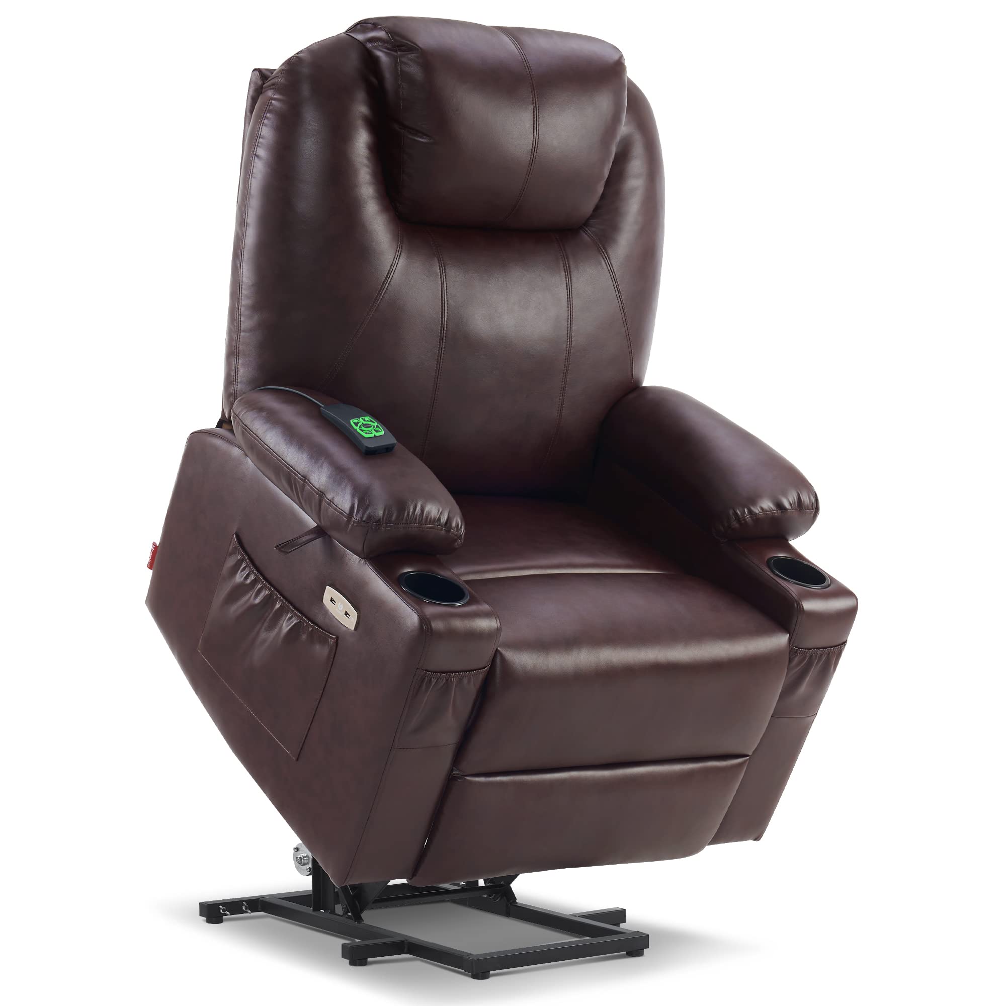 MCombo Large Lay Flat Dual Motor Power Lift Recliner Chair Sofa with Massage and Heat, USB Ports, Extended Footrest, for Elderly