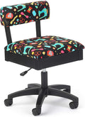 Arrow Sewing H7013B Adjustable Height Hydraulic Sewing and Craft Chair with Under Seat Storage and Printed Fabric, Sewing Notion