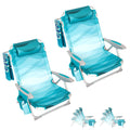 #WEJOY Lightweight Low 2 Pack Beach Chair for Adults, 4-Position Aluminum Folding Camping Chairs with Shoulder Strap, Cup Holder