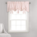 Lush Decor Melody Bow Window Curtain Valance, 18 x 52 + 2 Header, Blush