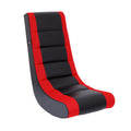 The Crew Furniture Classic Video Rocker Floor Gaming Chair, Kids and Teens, Racing Stripe PU Faux Leather & Polyester Mesh, Blac