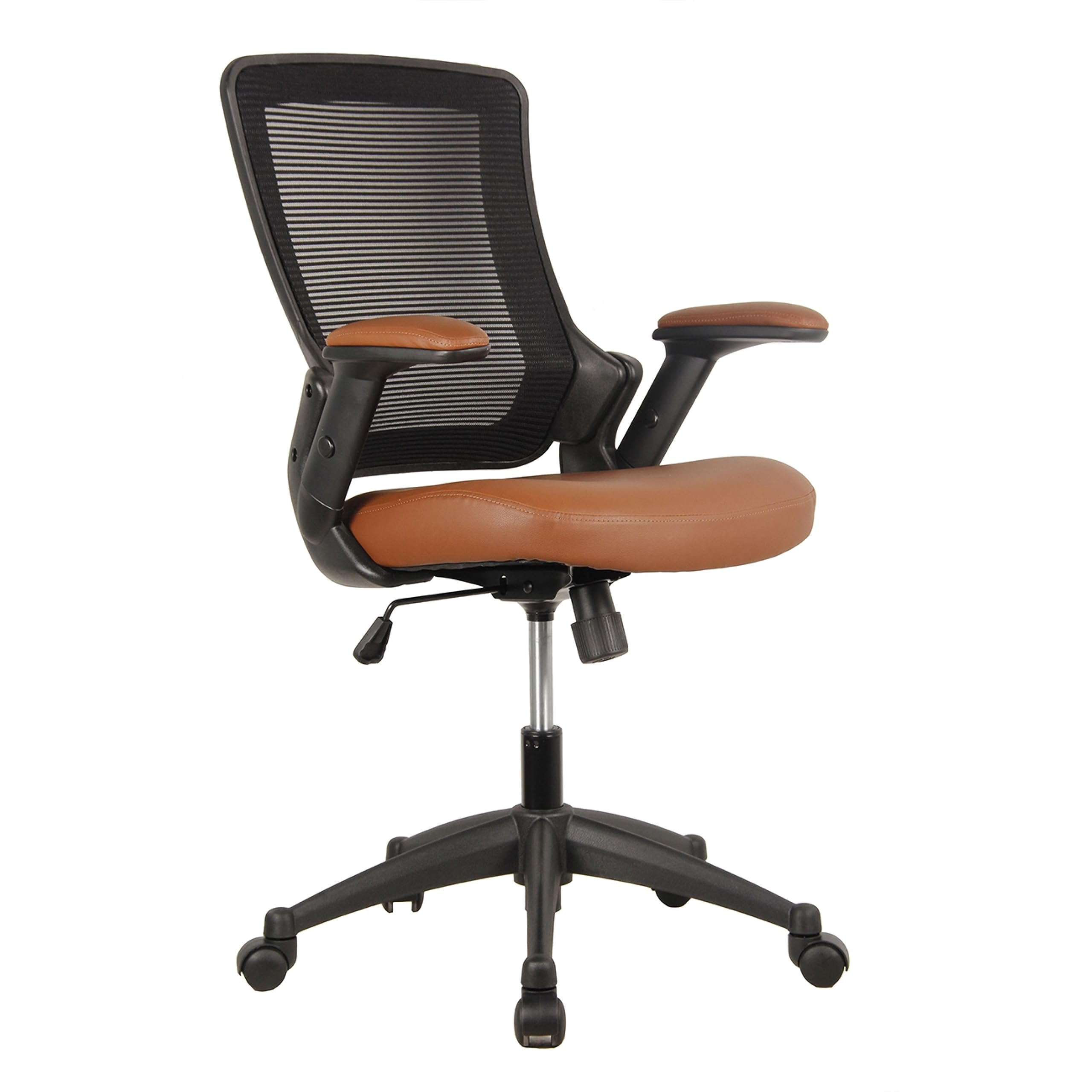 Ergonomic Office Chair with Mesh Back Rest, Height Adjustable with Flip Up Arms and Swivel, Mid-Back Task Home Office Chair, Bro