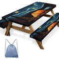 Britown Picnic Table Cover with Bench Covers Elastic Edges, Art Camper Fitted Table Cover, Outdoor Patio Camping Essentials 72 I