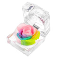 Enchanted Real Preserved Forever Roses in Clear Acrylic Ring Box, Fresh-Cut Eternity Flower That Lasts Years, Valentines Day, Mo