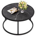 SAYGOER Black Coffee Table Round Marble CoffeeTables for Living Room Modern Small Center Table with Metal Frame, 27.6 * 27.6 * 1