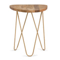 SIMPLIHOME Patrice Modern 18 inch Wide Metal and Wood Accent Side Table in Natural, Gold for the Living Room and Bedroom