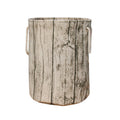 Jacone Stylish Tree Stump Shape Design Storage Basket Cotton Fabric Washable Cylindric Laundry Hamper with Rope Handles, Decorat