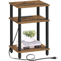 TUTOTAK End Table with Charging Station, Side Table with USB Ports and Outlets, Nightstand, 3-Tier Storage Shelf, Sofa Table for