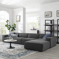 Modway Restore 5-Piece Upholstered Sectional Sofa in Charcoal