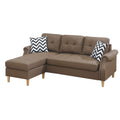 Benjara Fabric 2 Piece Sectional Sofa with Round Tapered Legs, Brown
