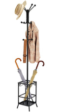 Hoctieon Coat Rack Freestanding,Entryway Hanger Stand,Umbrella Holder,Hall Tree With 12 Hooks, Floor Standing Metal Tree Stand, 