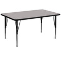 Flash Furniture Wren 36W x 72L Rectangular Grey HP Laminate Activity Table - Height Adjustable Short Legs