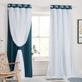 PONY DANCE 2 Layers Curtains Set - Room Darkening Mix & Match Room Darkening Curtains with White Sheer Voile, 52 Wide and 84 Lon