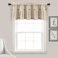 Lush Decor Linen Button Farmhouse Valance, 84 W x 18 L, Dark Linen - Kitchen Curtains Valances - Valances for Windows - Curtain 