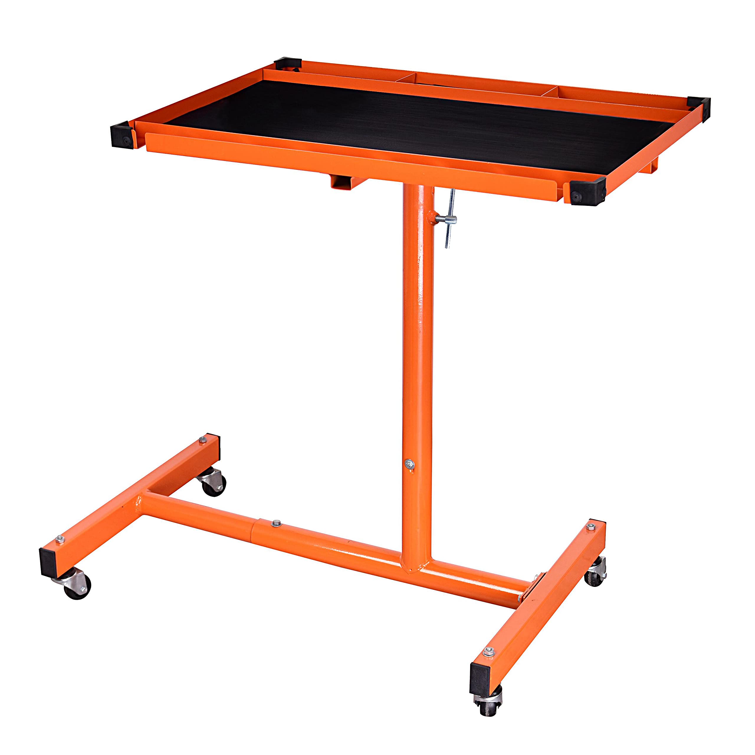 Eisen Mechanics Rolling Work Table, Adjustable Mobile Tray Table for Shop, Garage, DIY. Tool Tray Cable With Wheels. 220 lb. Cap