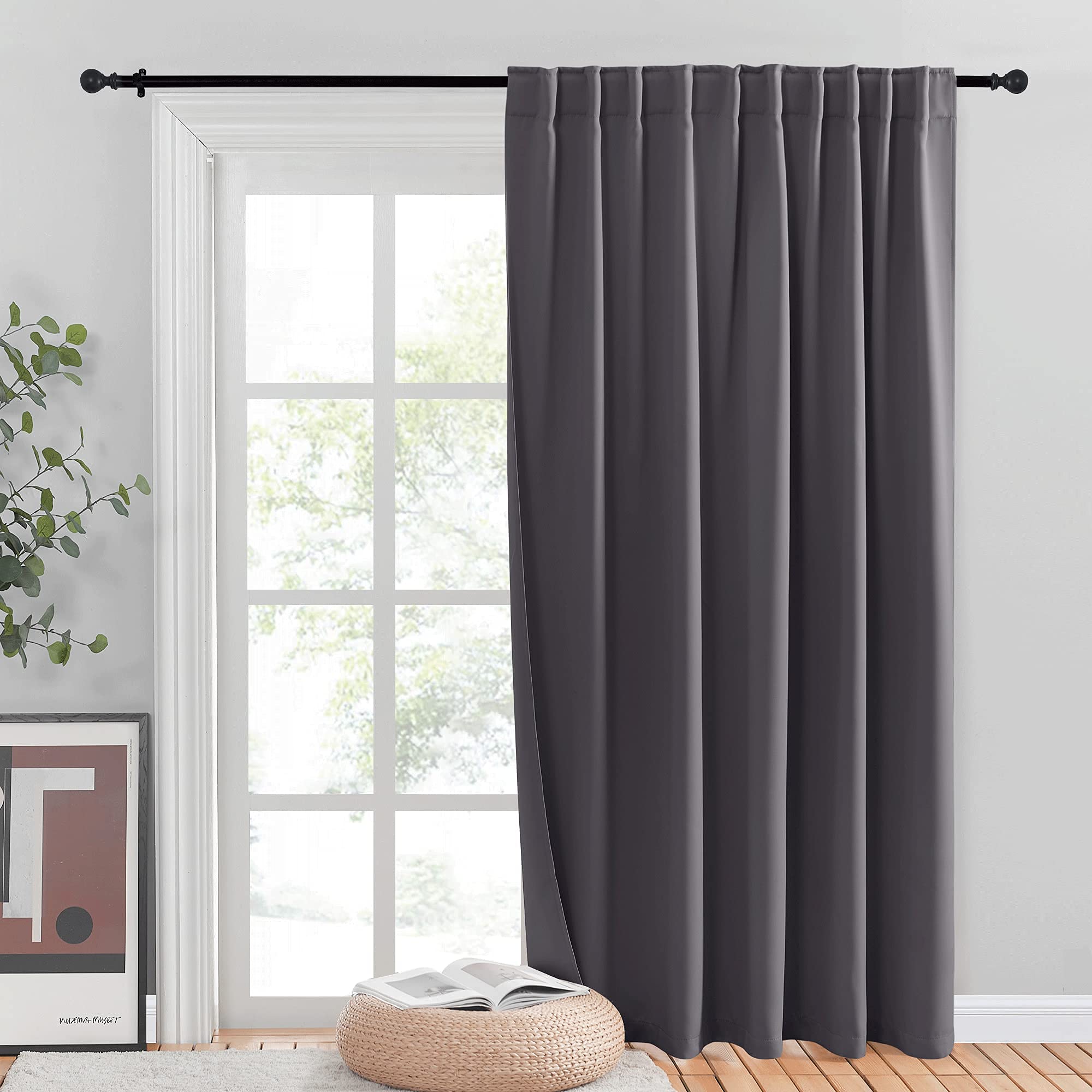 NICETOWN Sliding Door Curtains, Wide Thermal Room Darkning Patio Door Curtain, Vertical Blind, Sliding Glass Door Drapes with Ba