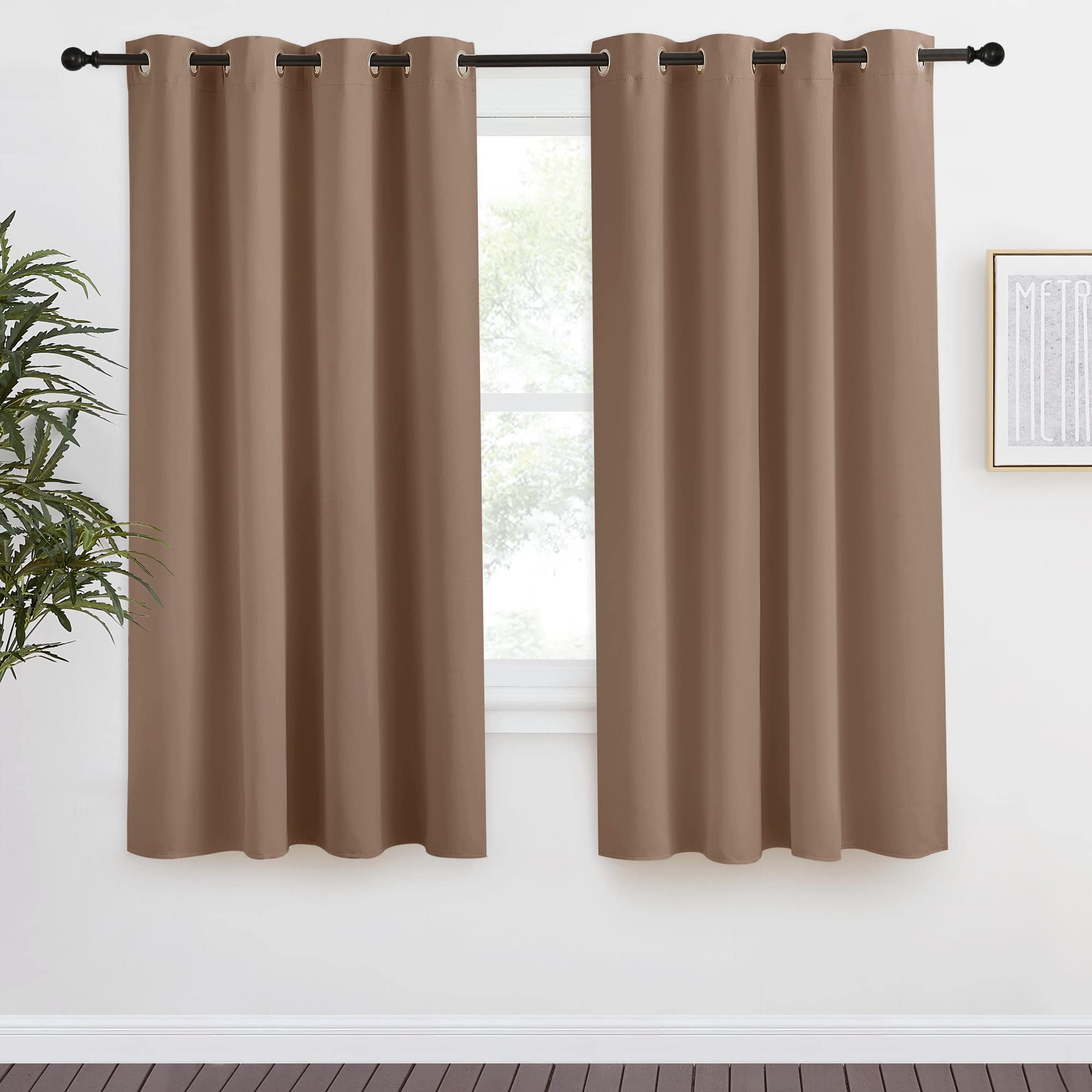 NICETOWN Grommet Top Blackout Curtain Panel, 55 inches Wide by 68 inches Long, 1 Piece, Cappuccino Color, Thermal Insulated Room