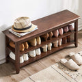 XKZG Storage Bench Wooden Shoe Rack Bench Rustic Solid Wood Entryway Bench (Brown,39.4)