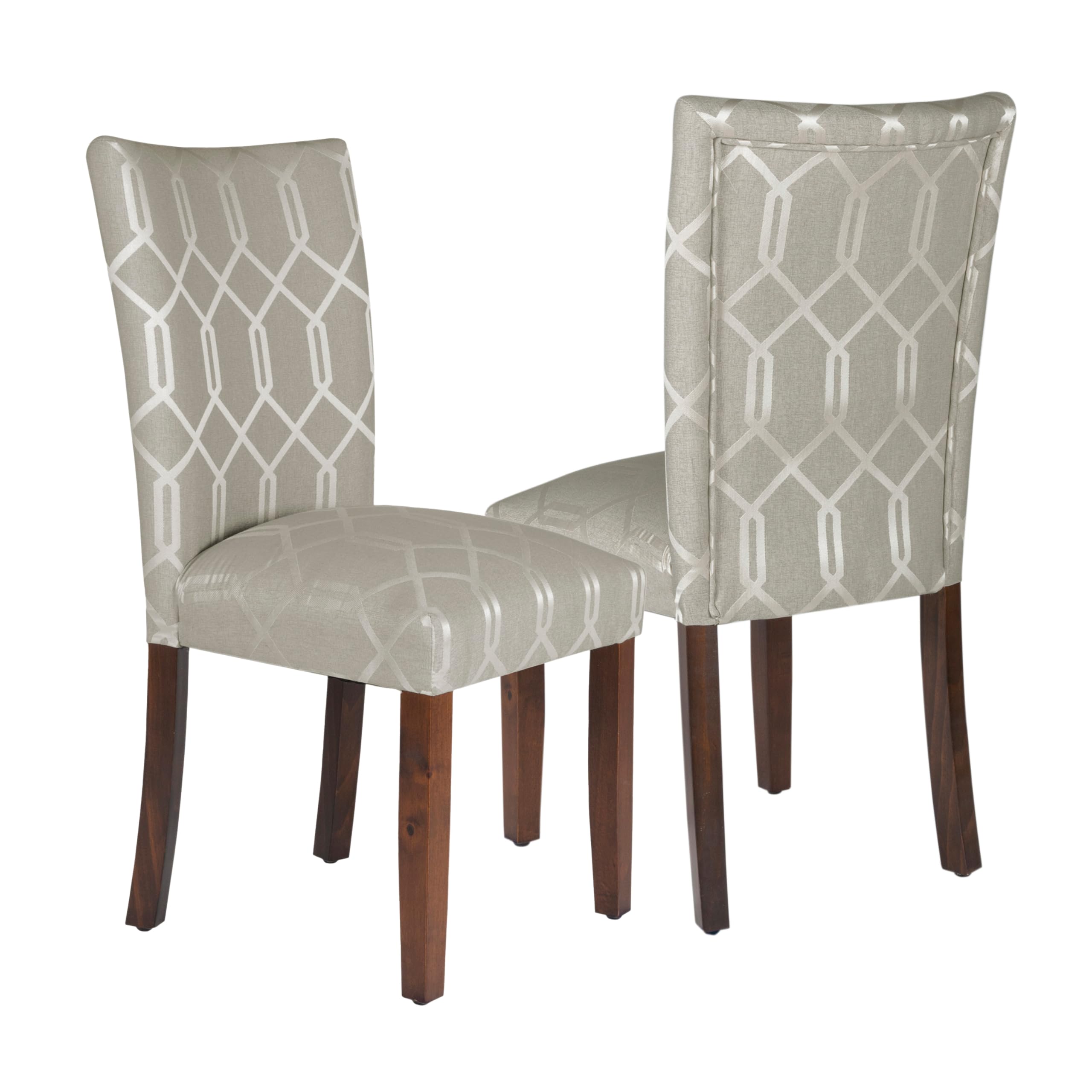 HomePop Classic Parsons Dining Chair - Pewter Gray Cream Lattice (Set of 2)