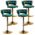 Riknuxi Gold Velvet Bar Stools Set of 4, Counter Height Bar Chairs with Low Back, Swivel Bar Stool for Kitchen Island, Bar Pub (