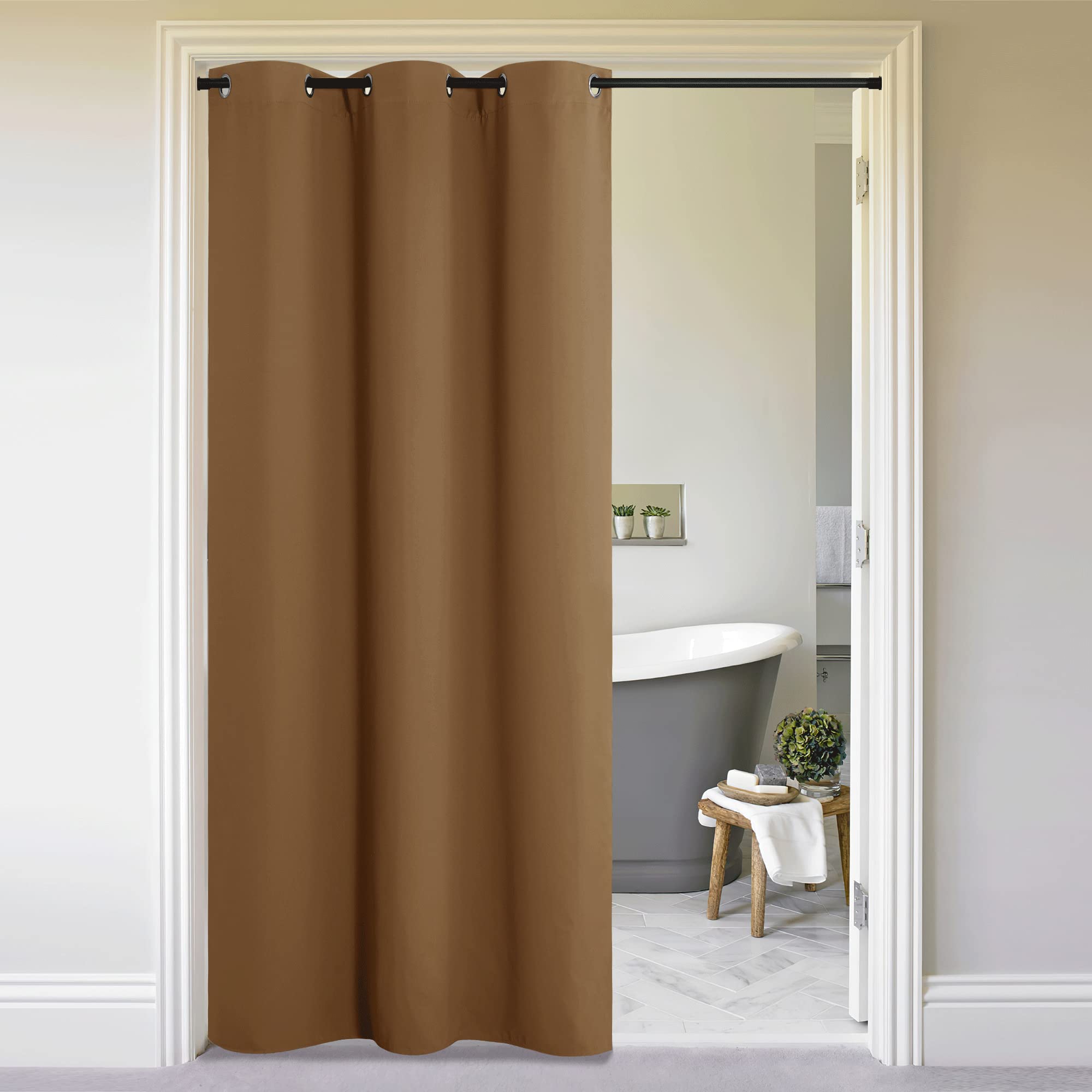 NICETOWN Closet Curtain for Bedroom Door, Faux Folding Accordion Doors, Blackout Noise Reducing Room Divider for Doorway Laundry